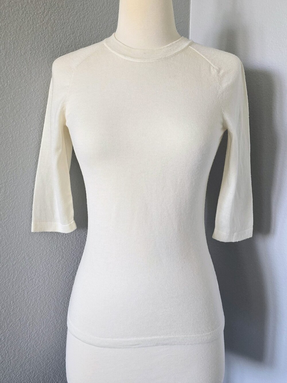Vince Ivory Wool Pullover Lightweight Raglan Elbow Sleeve Top Sweater Size XS